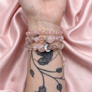 Light pink glass beaded watch band